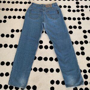 Vintage 90s LA Blues Mom Jeans 16 High Rise Faded Distressed Denim Tapered Leg